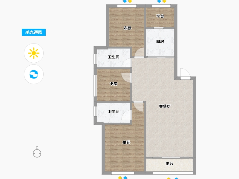 辽宁省-沈阳市-亚泰城蒲河路35-22号（20号楼）,蒲河路35-18号（19号楼）E-1户型建面107m²-81.42-户型库-采光通风