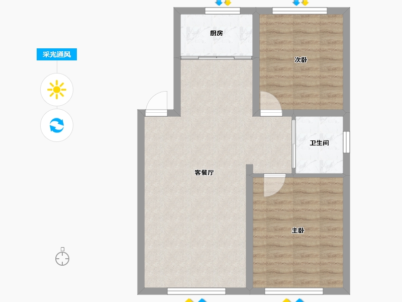 辽宁省-沈阳市-亚泰城建面84m²-64.53-户型库-采光通风