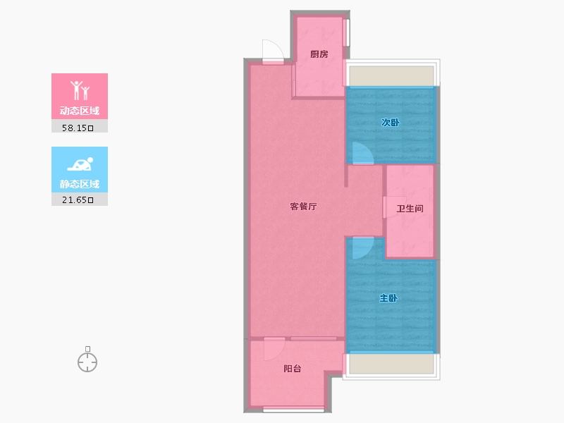 辽宁省-沈阳市-荣盛盛京绿洲高层82㎡户型建面82m²-72.66-户型库-动静分区