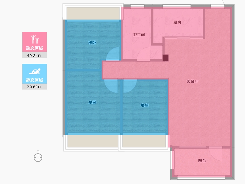 辽宁省-沈阳市-荣盛盛京绿洲高层103㎡户型建面103m²-72.04-户型库-动静分区