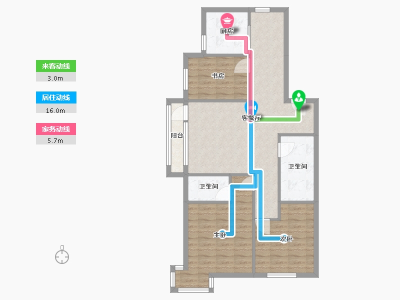 辽宁省-沈阳市-新润万寿里小西路36-1号（2号楼）119m²-82.86-户型库-动静线