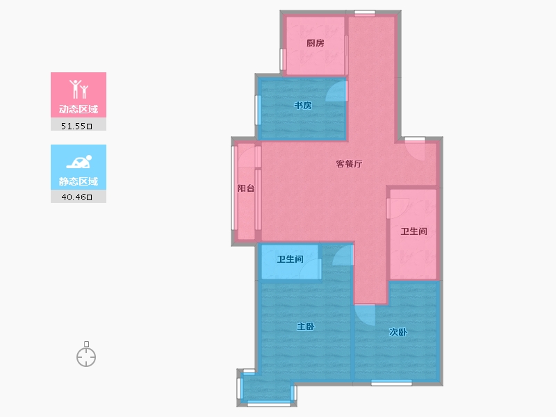 辽宁省-沈阳市-新润万寿里小西路36-1号（2号楼）119m²-82.86-户型库-动静分区