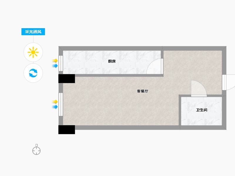 辽宁省-沈阳市-新润万寿里小西路36号（1号楼）F户型47m²-37.60-户型库-采光通风