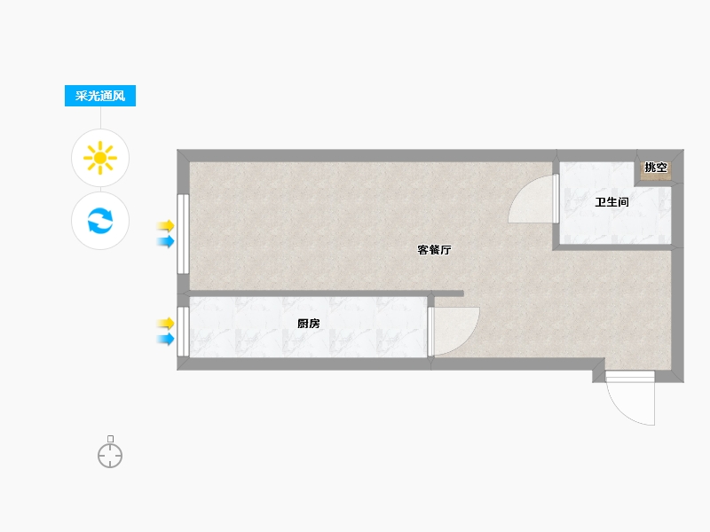 辽宁省-沈阳市-新润万寿里小西路36号（1号楼）D户型50m²-40.00-户型库-采光通风