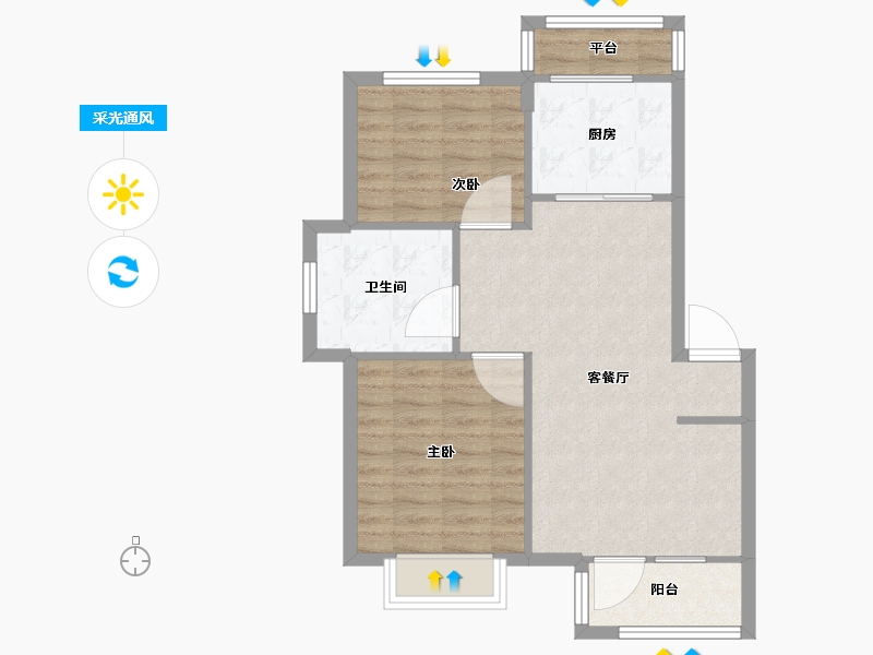 辽宁省-沈阳市-步阳江南甲第DC-A户型建面85m²-68.00-户型库-采光通风