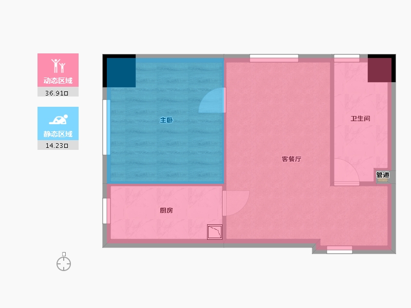 辽宁省-沈阳市-新润万寿里小西路36号（1号楼）G户型67m²-45.31-户型库-动静分区