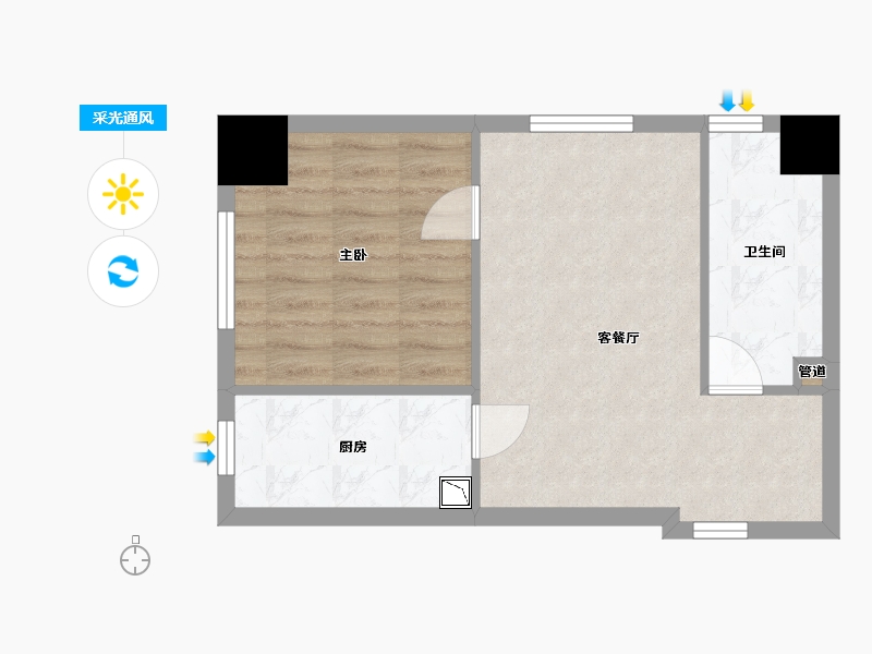 辽宁省-沈阳市-新润万寿里小西路36号（1号楼）G户型67m²-45.31-户型库-采光通风