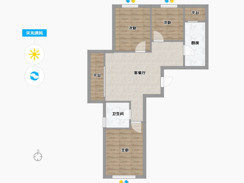 辽宁省-沈阳市-步阳江南甲第-68.80-户型库-采光通风