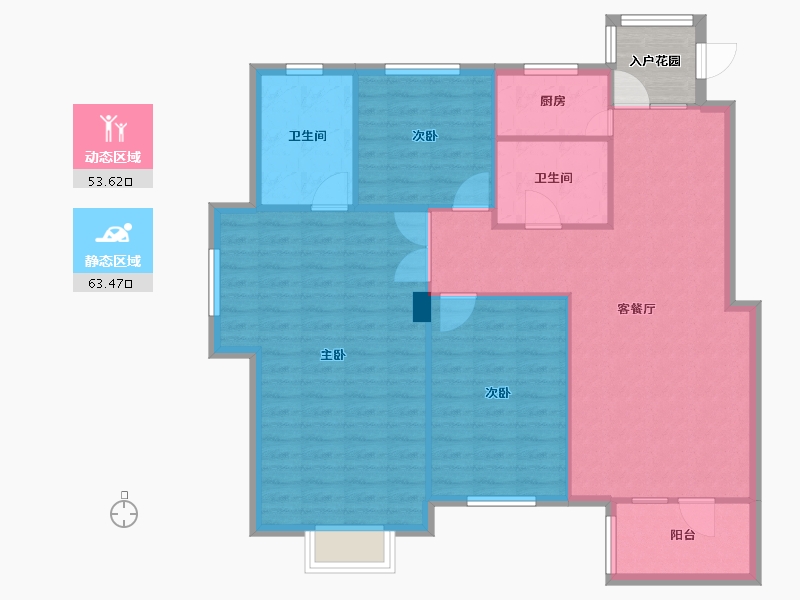 辽宁省-沈阳市-步阳江南甲第DC-E户型-建面139m²-111.20-户型库-动静分区