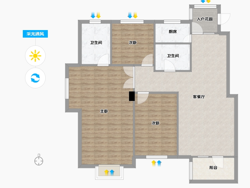 辽宁省-沈阳市-步阳江南甲第DC-E户型-建面139m²-111.20-户型库-采光通风