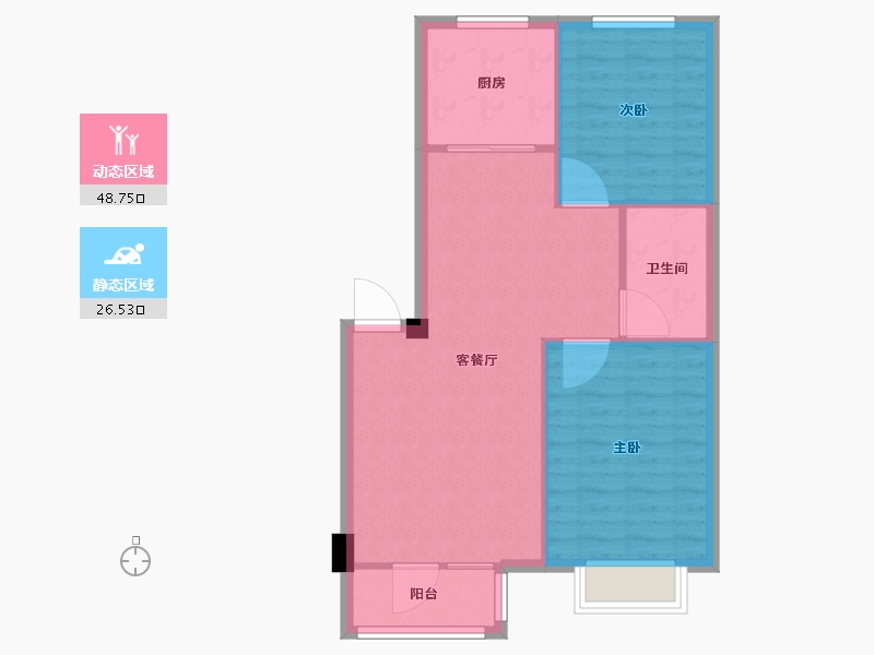 辽宁省-沈阳市-步阳江南甲第DC-A户型建面86m²-68.80-户型库-动静分区