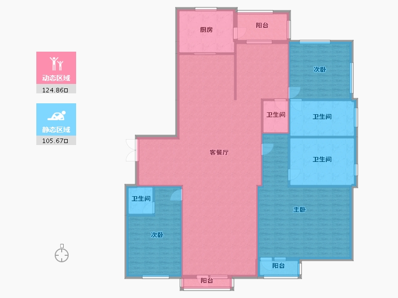 辽宁省-沈阳市-银河丽湾沈水路600-6号（6号楼）Ｂ户型260m²-214.53-户型库-动静分区