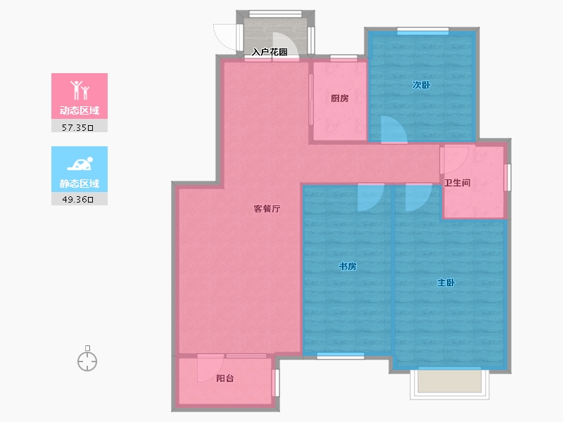 辽宁省-沈阳市-步阳江南甲第DC-D户型建面126m²-100.80-户型库-动静分区