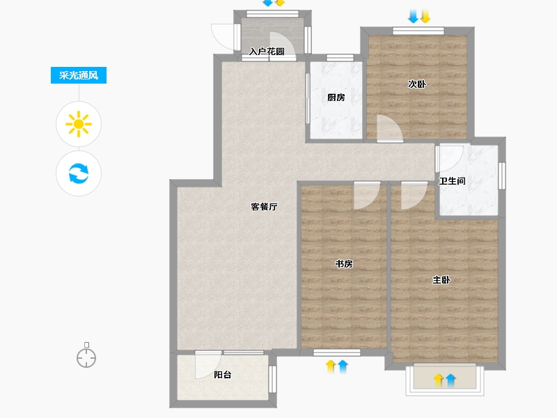 辽宁省-沈阳市-步阳江南甲第DC-D户型建面126m²-100.80-户型库-采光通风