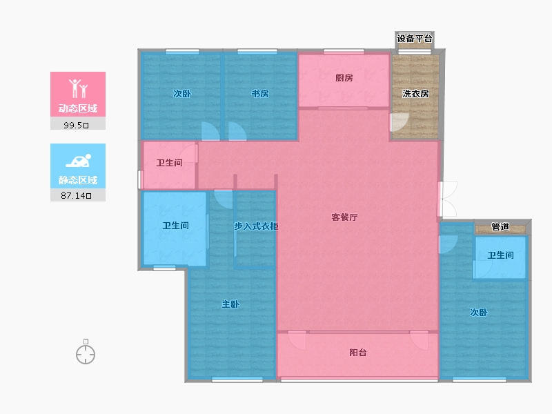 辽宁省-沈阳市-越秀星汇云锦（二期）南塔街(10,17,5)号楼243m²-183.35-户型库-动静分区