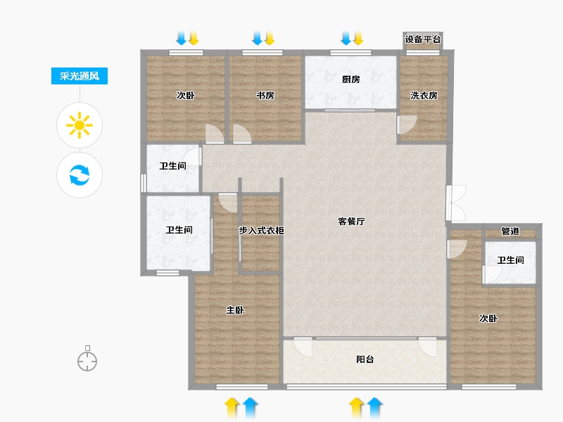 辽宁省-沈阳市-越秀星汇云锦（二期）南塔街(10,17,5)号楼243m²-183.35-户型库-采光通风