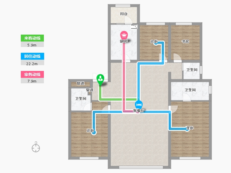 辽宁省-沈阳市-越秀星汇云锦（二期）南塔街(10,17,5)号楼181m²-143.53-户型库-动静线