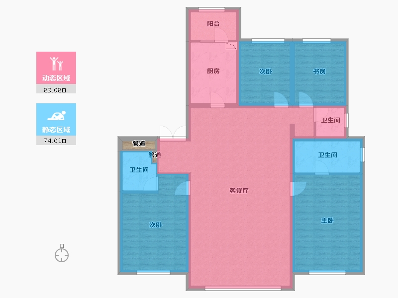 辽宁省-沈阳市-越秀星汇云锦（二期）南塔街(10,17,5)号楼181m²-143.53-户型库-动静分区