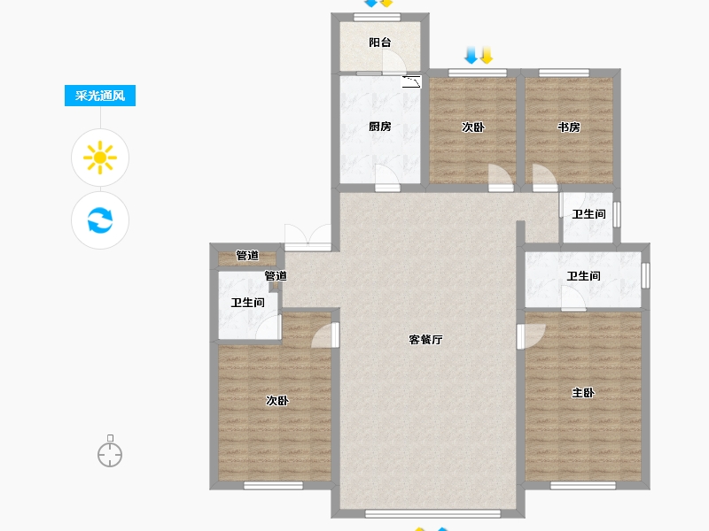 辽宁省-沈阳市-越秀星汇云锦（二期）南塔街(10,17,5)号楼181m²-143.53-户型库-采光通风