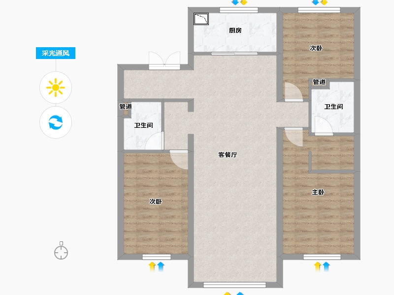 辽宁省-沈阳市-越秀星汇云锦（二期）南塔街(11,13,8)号楼125m²-92.89-户型库-采光通风