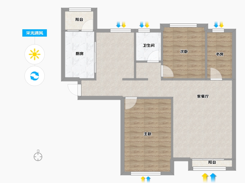 辽宁省-沈阳市-首开国风润城虎石台南大街57-54号（20）,虎石台南大街57-32号（39）,虎石台南大街-82.16-户型库-采光通风