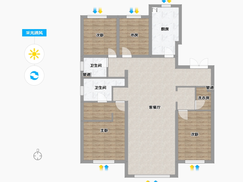 辽宁省-沈阳市-越秀星汇云锦（二期）南塔街(11,13,8)号楼151m²-113.69-户型库-采光通风