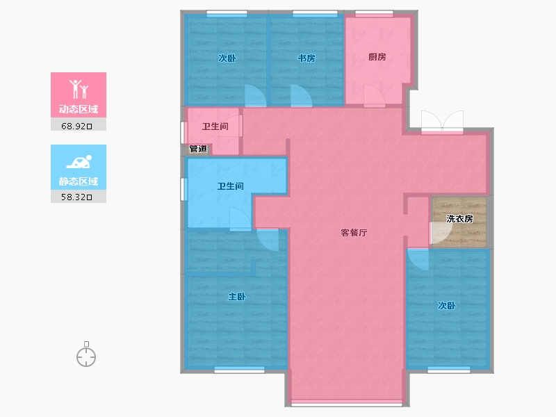 辽宁省-沈阳市-越秀星汇云锦（二期）南塔街(16,4,8)号楼162m²-120.97-户型库-动静分区