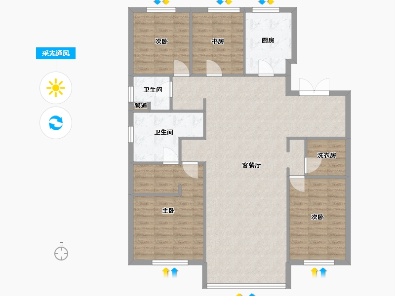 辽宁省-沈阳市-越秀星汇云锦（二期）南塔街(16,4,8)号楼162m²-120.97-户型库-采光通风