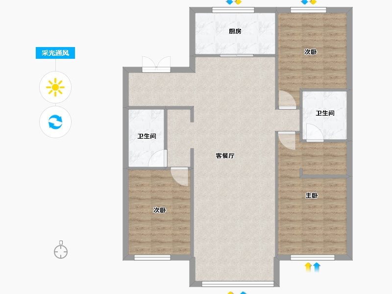 辽宁省-沈阳市-越秀星汇云锦（二期）南塔街12号楼131m²-100.15-户型库-采光通风