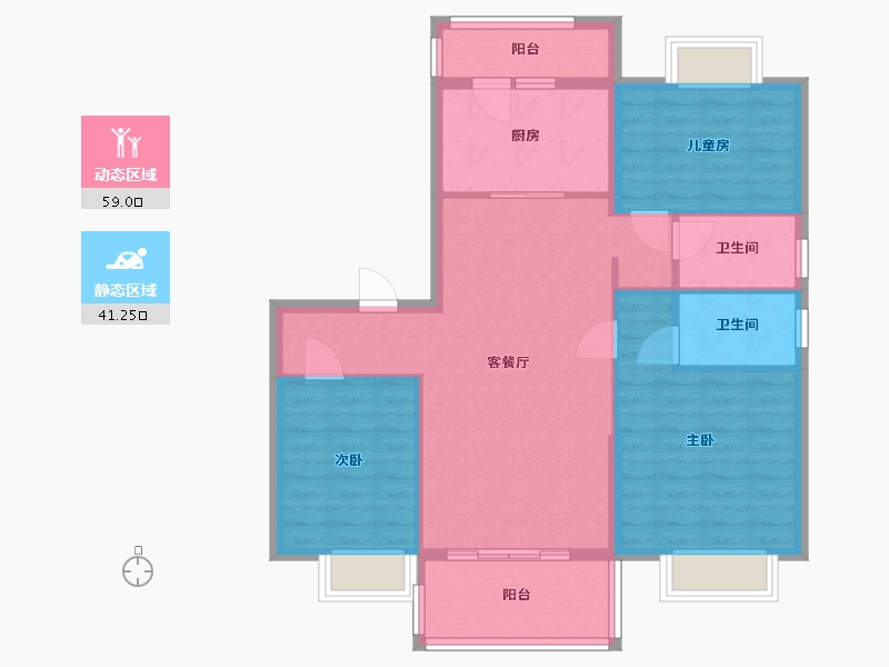 湖南省-长沙市-碧桂园荟隽棠29号楼建面122m²-90.32-户型库-动静分区