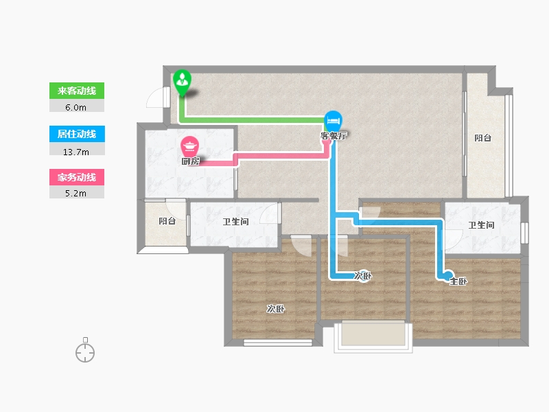 湖南省-长沙市-南山十里天池10号楼,三期11号楼建面111m²-88.80-户型库-动静线