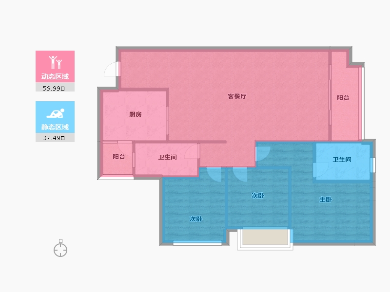 湖南省-长沙市-南山十里天池10号楼,三期11号楼建面111m²-88.80-户型库-动静分区