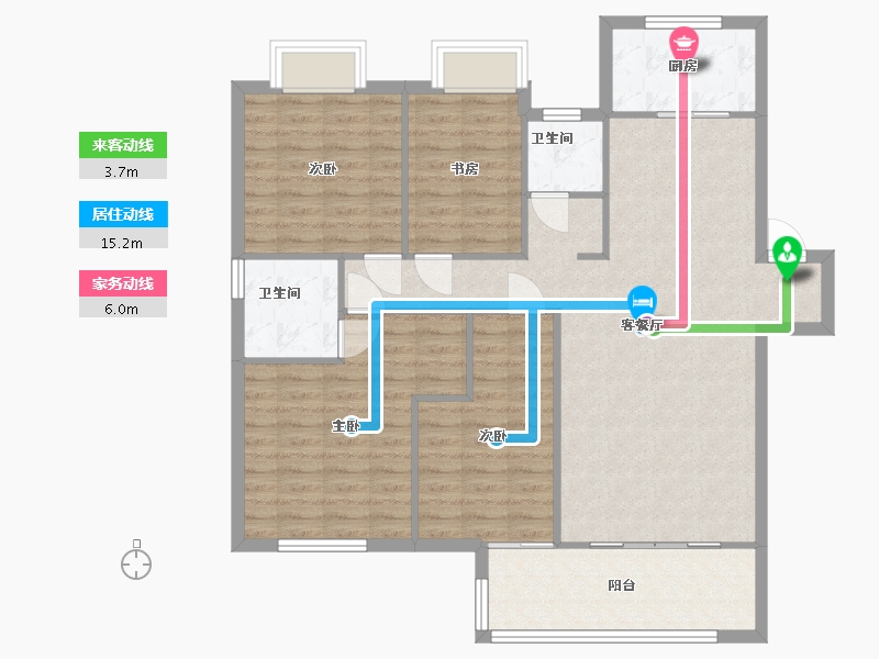 湖南省-长沙市-中国铁建京师璟台建面147m²-108.77-户型库-动静线