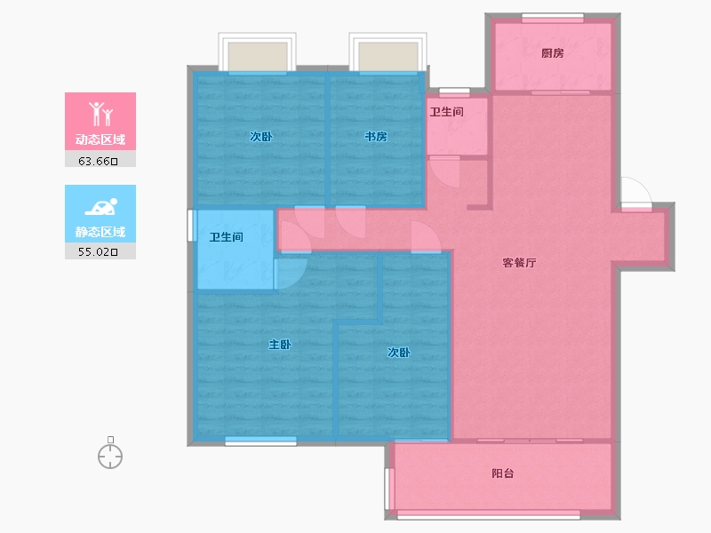 湖南省-长沙市-中国铁建京师璟台建面147m²-108.77-户型库-动静分区