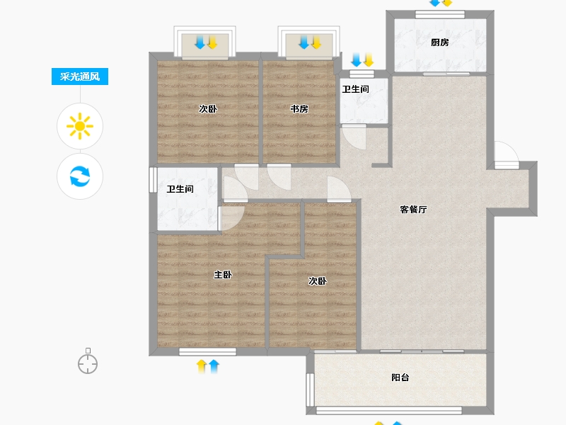 湖南省-长沙市-中国铁建京师璟台建面147m²-108.77-户型库-采光通风