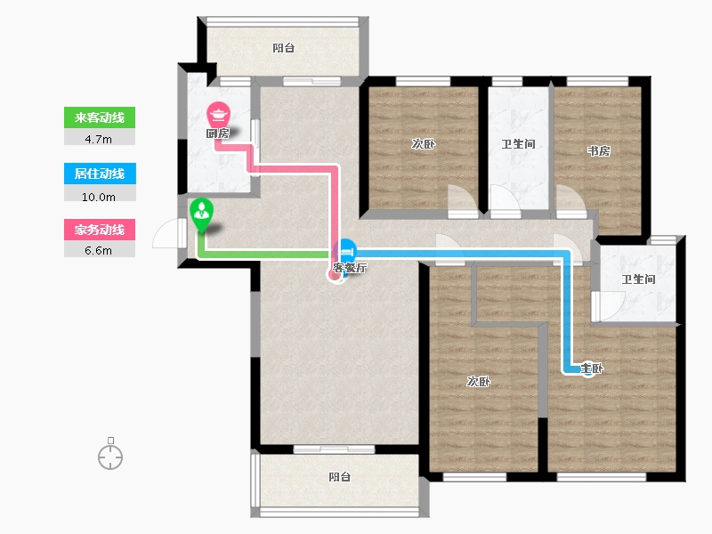 湖南省-长沙市-新城金茂梦想玺悦1号楼,5号楼建面148m²-118.40-户型库-动静线