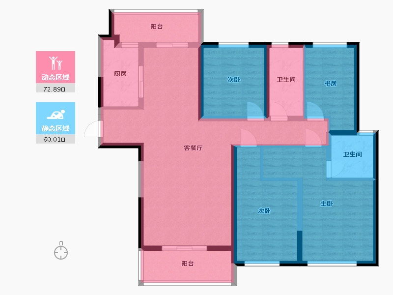 湖南省-长沙市-新城金茂梦想玺悦1号楼,5号楼建面148m²-118.40-户型库-动静分区