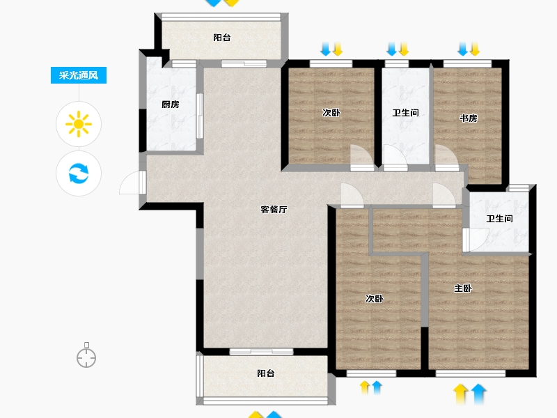 湖南省-长沙市-新城金茂梦想玺悦1号楼,5号楼建面148m²-118.40-户型库-采光通风