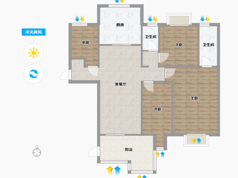 湖南省-长沙市-保利城建面141m²-112.80-户型库-采光通风