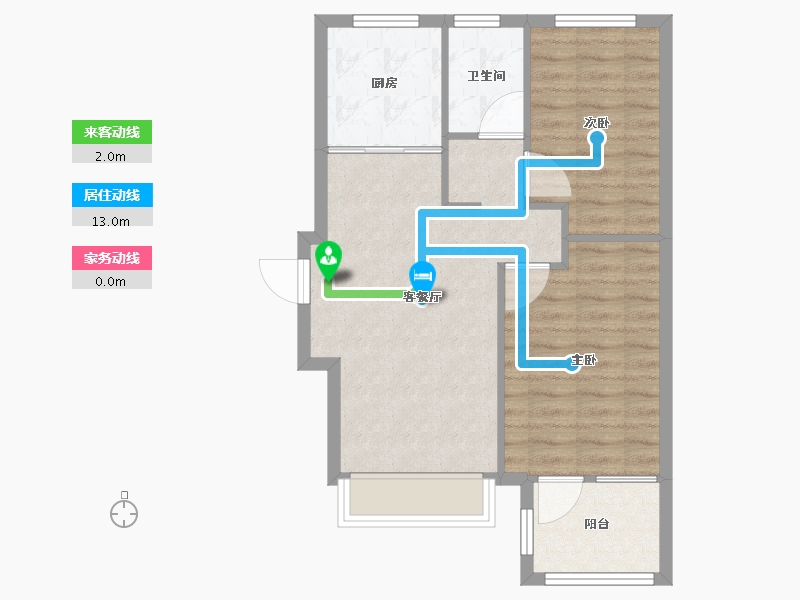 辽宁省-沈阳市-坤湖郦舍建面78m²-62.40-户型库-动静线