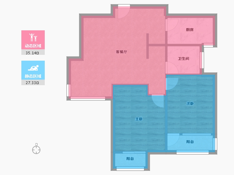 辽宁省-沈阳市-坤湖郦舍建面70m²-55.99-户型库-动静分区