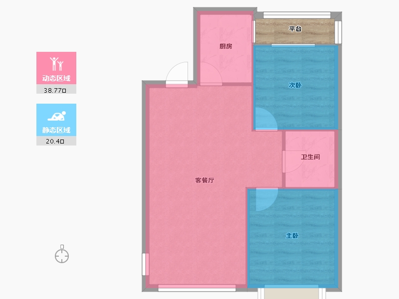 辽宁省-沈阳市-华海蓝境道义三街6-18号,道义三街6-20号G20B户型建面85m²-56.64-户型库-动静分区