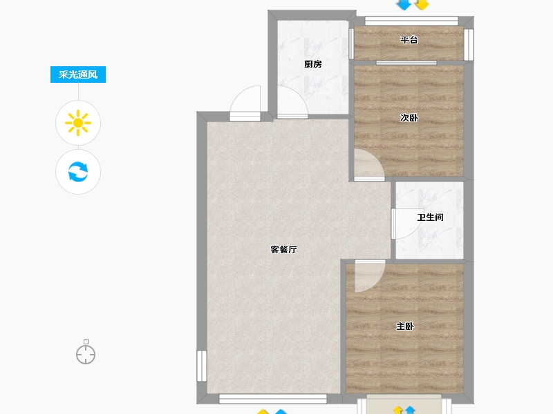 辽宁省-沈阳市-华海蓝境道义三街6-18号,道义三街6-20号G20B户型建面85m²-56.64-户型库-采光通风