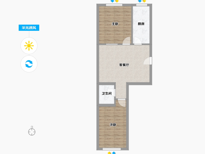 辽宁省-沈阳市-荣信森林里蒲昌路42-39号（39号楼）建面73m²-55.92-户型库-采光通风