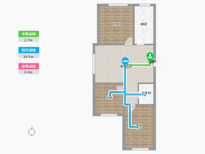 辽宁省-沈阳市-荣信森林里蒲昌路42-39号（39号楼）建面90m²-70.56-户型库-动静线