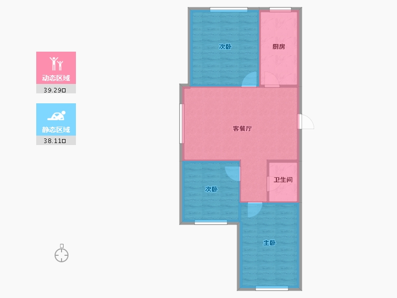 辽宁省-沈阳市-荣信森林里蒲昌路42-39号（39号楼）建面90m²-70.56-户型库-动静分区