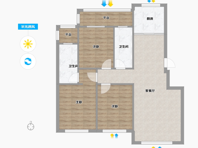 辽宁省-沈阳市-荣信森林里蒲蒲昌路42-22号（22号楼）,蒲昌路42-23号（23号楼）,蒲昌路42-24-86.79-户型库-采光通风