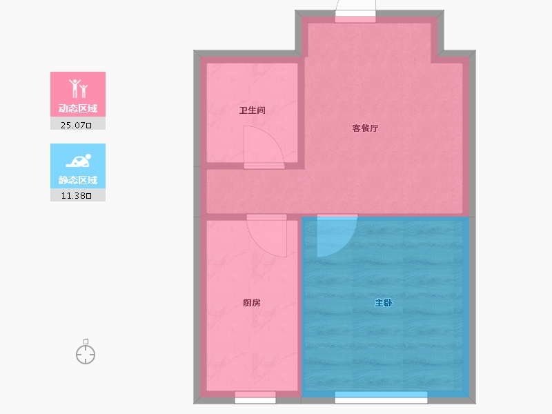 辽宁省-沈阳市-荣信森林里蒲昌路42-24号（24号楼）,蒲昌路42-33号楼（33号楼）E户型建面42m²-32.52-户型库-动静分区