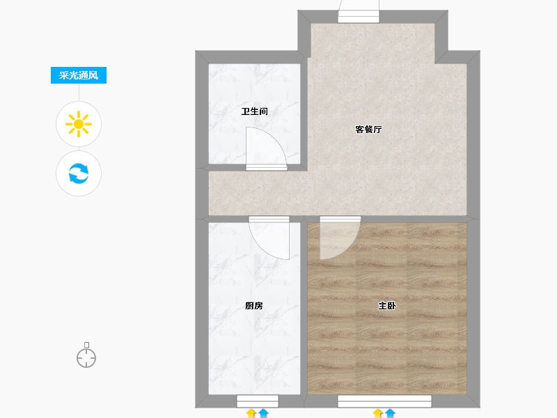 辽宁省-沈阳市-荣信森林里蒲昌路42-24号（24号楼）,蒲昌路42-33号楼（33号楼）E户型建面42m²-32.52-户型库-采光通风