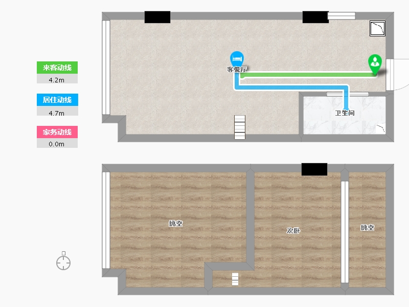 湖南省-长沙市-环亚高铁芯城3号楼建面53m²-61.59-户型库-动静线